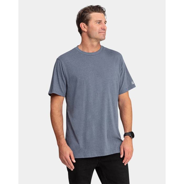 ボルコム Volcom 【 Mens Aus Solid T-Shirt Mens Smokey Blue 】 メンズ 益荒男 プルオーバー メンズ 青み 青色