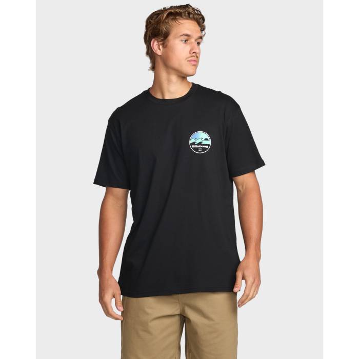 散らし広告ボン Billabong 【 Mens Runner Premium T-Shirt Mens Black 】 メンズ Premium 割り増し金 プルオーバー メンズ 黒いこと 黒いこと