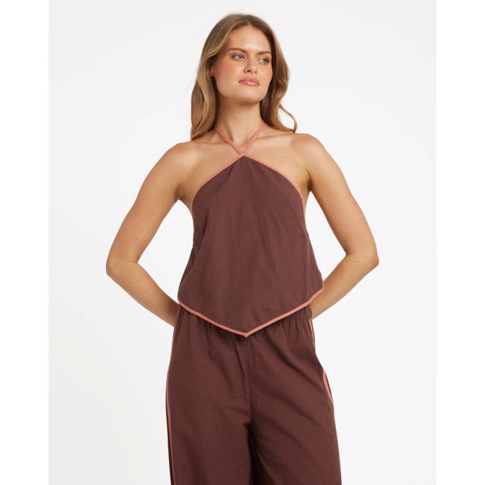 【★百貨店SALE★6/11真夜中2時迄】散らし広告ボン Billabong 【 Womens Coastal Crush Crop Halter Top Womens Teak 】 レディース Crop クロップ レディース チーク