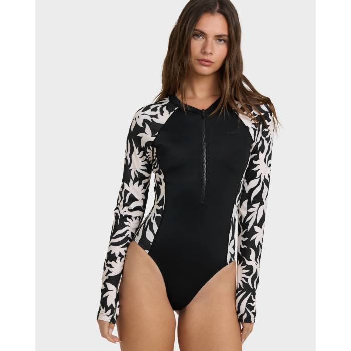 ビラボン Billabong 【 Womens By My Side Zip Bodysuit Rash Vest Womens Black White 】 レディース ボディースーツ ベスト レディース 黒色 ブラック 白色 ホワイト