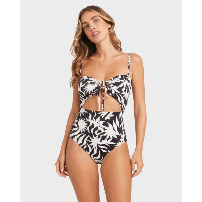 【★百貨店SALE★6/11真夜中2時迄】散らし広告ボン Billabong 【 Womens By My Side Drew One Piece Swimsuit Womens Black White 】 レディース 水泳着 レディース 黒いこと 黒いこと 白いこと 白いこと
