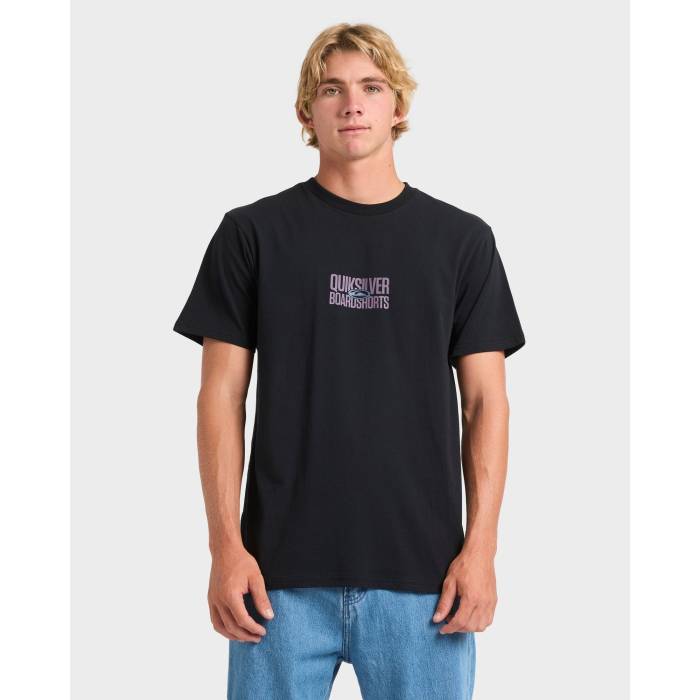 【★百貨店SALE★6/11真夜中2時迄】クイックしろがね色 Quiksilver 【 Mens Mega Stack T-Shirt Mens Black 】 メンズ メガ ティーシャツ メンズ 黒いこと 黒いこと