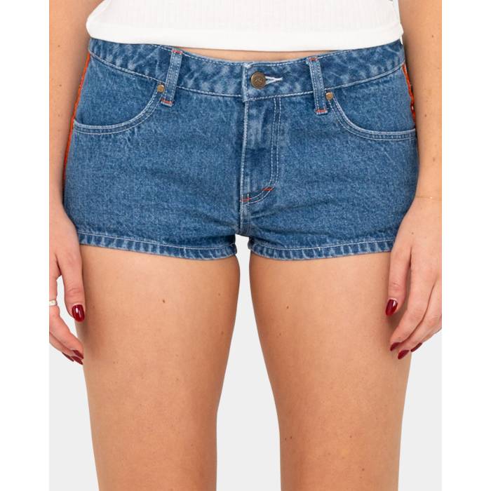 ラスティ Rusty 【 Womens Flip Mommy Low Rise Micro Denim Shorts Womens Mid Blue 】 レディース ライズ Micro ミクロ デニム ショーツ レディース ミッド 青色 ブルー