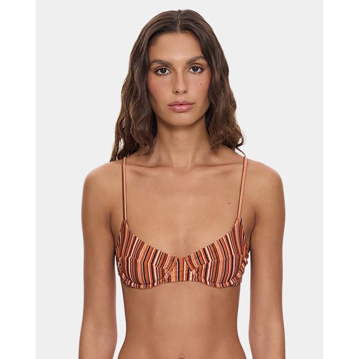 【★百貨店SALE★6/11真夜中2時迄】Thrills 【 Womens Aftersun Stripe Underwire Bikini Top Womens Burnt Orange 】 レディース Stripe 縞模様 レディース orange 橙・オレンジ色