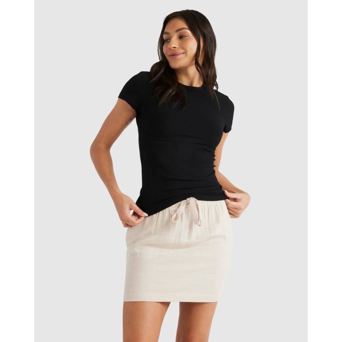 Nunui 【 Womens Slimdown T-Shirt Womens Black 】 レディース Tシャツ レディース 黒色 ブラック