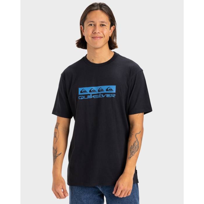 【★百貨店SALE★6/11真夜中2時迄】クイックしろがね色 Quiksilver 【 Mens Omni Box T-Shirt Mens Black 】 メンズ オムニ ボックス席 ティーシャツ メンズ 黒いこと 黒いこと