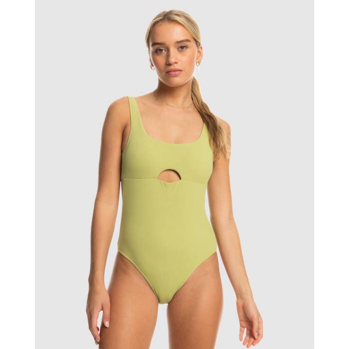 【★百貨店SALE★6/11真夜中2時迄】ロキシー Roxy 【 Womens  Pro The Double Line One Piece Swimsuit Womens Fern 】 レディース 労働者階級 海水着 レディース