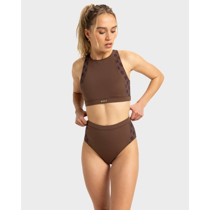 【★百貨店SALE★6/11真夜中2時迄】ロキシー Roxy 【 Womens  Pro Wave Highwaist Bikini Bottom Womens Chocolate Plum Polkabiscus 】 レディース 労働者階級 Wave ウェーブ・ウェイブ ズボン ボトムス レディース
