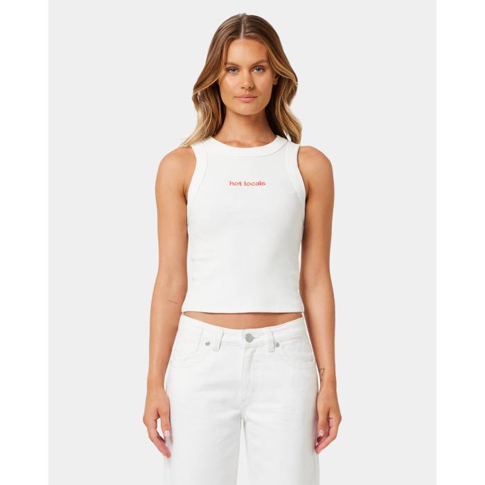 A Brand 【 Womens X Rip Curl Rib Tank Top Womens White Sand 】 レディース タンクトップ レディース 白色 ホワイト 砂色・サンド
