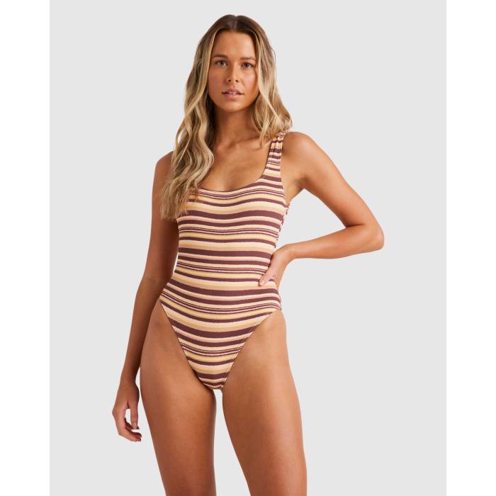 ビラボン Billabong 【 Womens Beach Waves Square Tanker One Piece Swimsuit Womens Choc Chip 】 レディース 水着 レディース