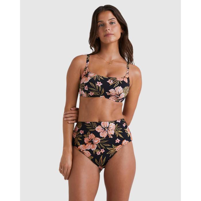 【★百貨店SALE★6/11真夜中2時迄】散らし広告ボン Billabong 【 Womens Hooked On Tropics Hi Retro Bikini Bottom Womens Black Pebble 】 レディース レトロ ズボン ボトムス レディース 黒いこと 黒いこと