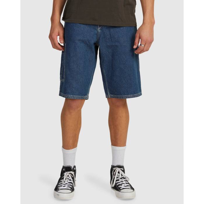 【★百貨店SALE★6/11十二時2時迄】ボルコム Volcom 【 Mens Labored Denim Utility Denim Short Mens Indigo Ridge Wash 】 メンズ ジーンズ メンズ 藍色・インディゴ