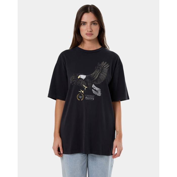 Thrills 【 Womens Speed Tour Oversized T-Shirt Womens Washed Black 】 レディース Speed スピード Tシャツ レディース 黒色 ブラック|スニケス