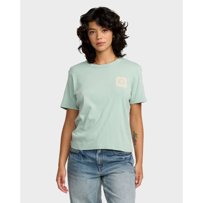 ルーカ Rvca 【 Womens Daily T-Shirt Womens Mist Blue 】 レディース Tシャツ レディース 青色 ブルー