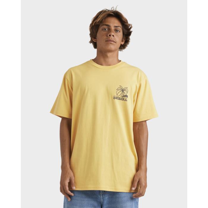 【★百貨店SALE★6/11十二時2時迄】クイックしろがね色 Quiksilver 【 Mens Lazy Palms T-Shirt Mens Rattan 】 メンズ プルオーバー メンズ