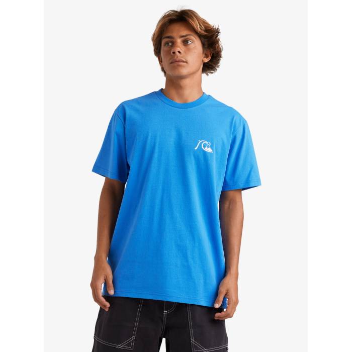 クイックシルバー Quiksilver 【 Mens Bubble Logo T-Shirt Mens Nebulas Blue 】 メンズ バブル ロゴ Tシャツ メンズ 青色 ブルー