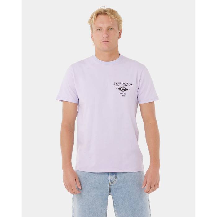 【★百貨店SALE★6/11十二時2時迄】下唇長い巻き毛 Rip Curl 【 Mens Fade Out Icon T-Shirt Mens Iced Lavender 】 メンズ アイコン プルオーバー メンズ