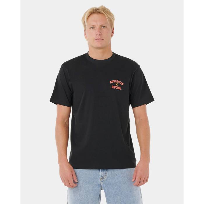 【★百貨店SALE★6/11十二時2時迄】下唇長い巻き毛 Rip Curl 【 Mens Utopia Desto T-Shirt Mens Black 】 メンズ プルオーバー メンズ 黒いこと 黒いこと