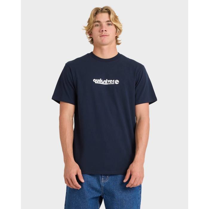 【★百貨店SALE★6/11真夜中2時迄】クイックしろがね色 Quiksilver 【 Mens Quik Throwback T-Shirt Mens Dark Navy 】 メンズ ティーシャツ メンズ 紺色 米国海軍