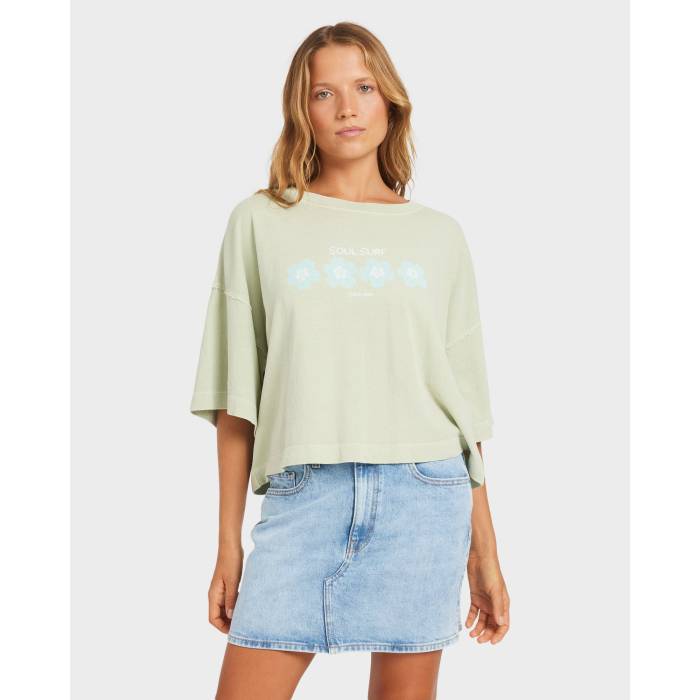 ロキシー Roxy 【 Womens Soul Surf T-Shirt Womens Sage 】 レディース Tシャツ レディース