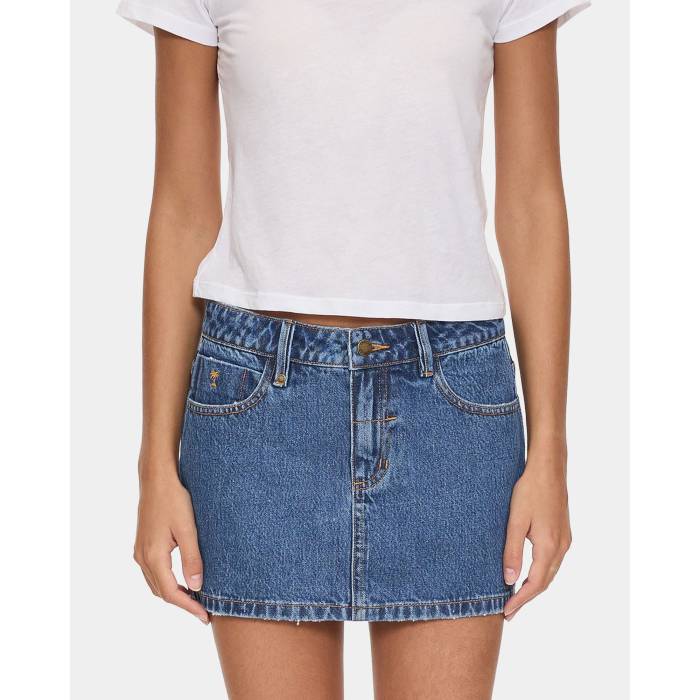 Thrills 【 Womens Carmen Mid Rise Micro Denim Skirt Womens Deep Vintage Blue 】 レディース ミッド ライズ Micro ミクロ デニム レディース ディープ vintage ビンテージ・ヴィンテージ 青色 ブルー