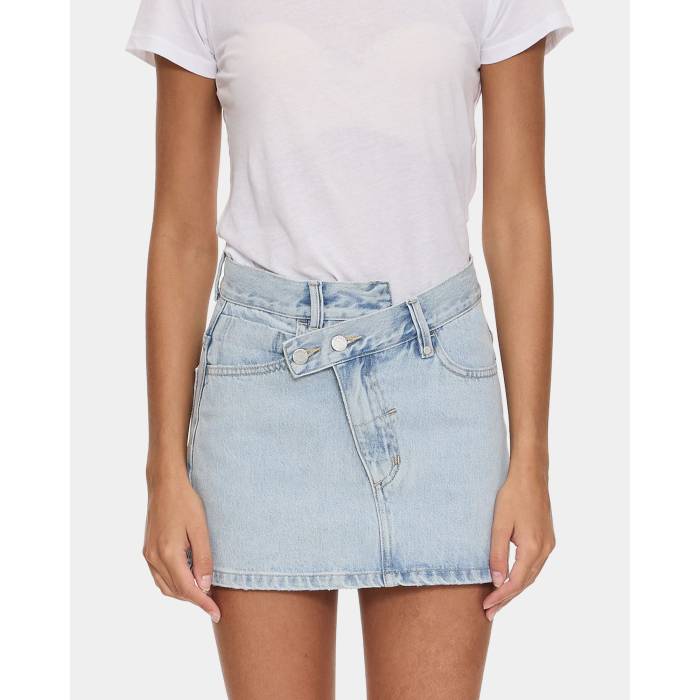 Thrills 【 Womens Kai Wrap Mid Rise Mini Denim Skirt Womens Serenity Blue 】 レディース wrap 一回り ミッド ライズ ジーンズ レディース 青味 青み