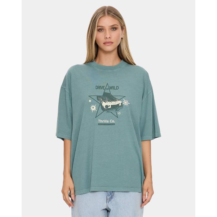 Thrills 【 Womens Drive Me Wild Oversized T-Shirt Womens Green Coast 】 レディース wild ワイルド Tシャツ レディース green 緑・グリーン 14,700円