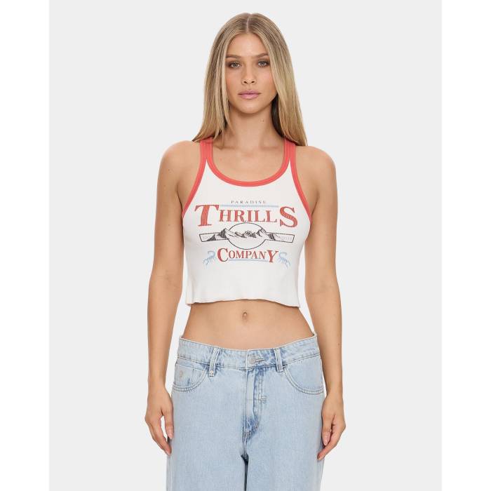 【★百貨店SALE★6/11真夜中2時迄】Thrills 【 Womens Touch The Sky Tank Top Womens Dirty White 】 レディース 触れ合う 天の原 貯蔵タンクいの一番 レディース 白いこと 白いこと