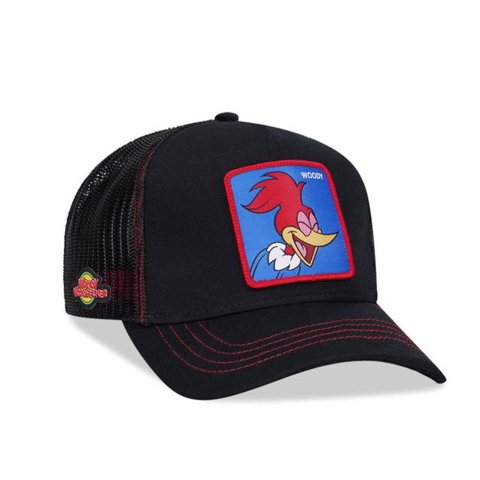 Capslab 【 Woody Woodpecker Trucker Snapback Hat Men Black 】 トラッカー Snapback スナップバック バッグ メンズ 黒色 ブラック