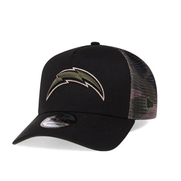 ニューエラ New Era 【 Los Angeles Chargers Camo 9Forty A Frame Trucker Snapback Hat Men Camouflage 】 チャージャーズ カモ柄 トラッカー Snapback スナップバック バッグ メンズ｜スニケス