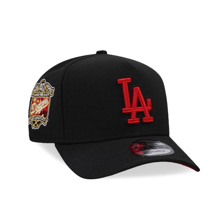 ニューエラ New Era 【 Los Angeles Dodgers 40Th Anniversary Black Red 9Forty A Frame Snapback Hat Men Black 】 ドジャース 黒色 ブラック Red 赤・レッド Snapback スナップバック バッグ メンズ 黒色 ブラック|スニケス