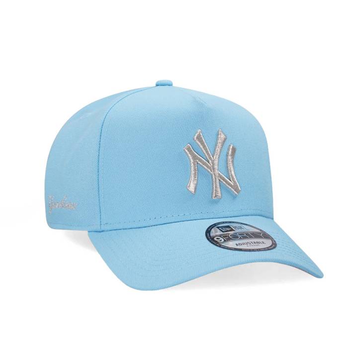 ニューエラ New Era 【 New York Yankees Blue Metallic 9Forty A Frame Snapback Hat Men Light Blue 】 ヤンキース 青色 ブルー Snapback スナップバック バッグ メンズ 青色 ブルー