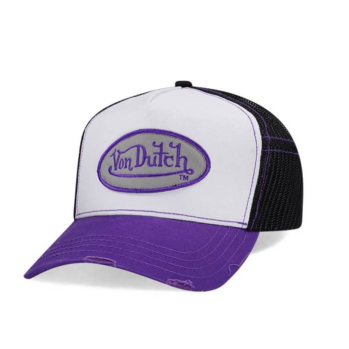 フォンダッチ Von Dutch 【 White Purple Two Tone Edition Trucker A Frame Snapback Hat Men White 】 白色 ホワイト Purple 紫・パープル トラッカー Snapback スナップバック バッグ メンズ 白色 ホワイト