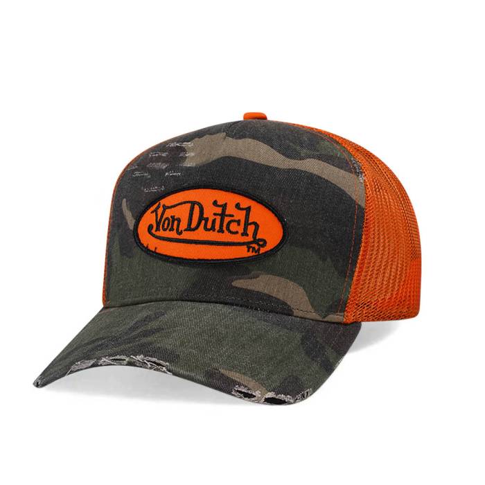 フォンダッチ Von Dutch 【 Camouflage Orange Edition Trucker A Frame Snapback Hat Men Camouflage 】 orange 橙・オレンジ トラッカー Snapback スナップバック バッグ メンズ