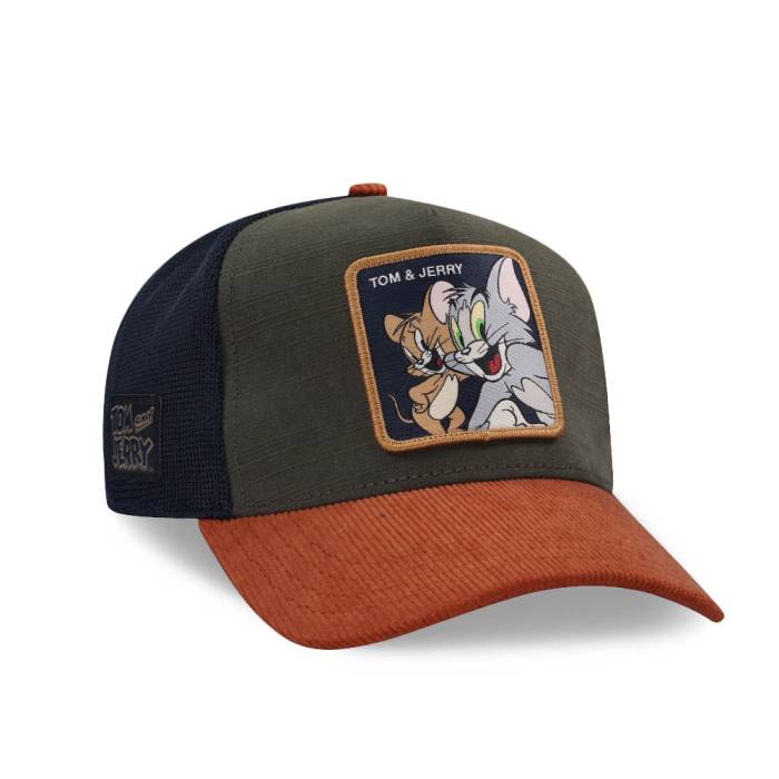 Capslab 【 Tom &Amp; Jerry Trucker Snapback Hat Men Olive 】 トラッカー Snapback スナップバック バッグ メンズ olive オリーブ