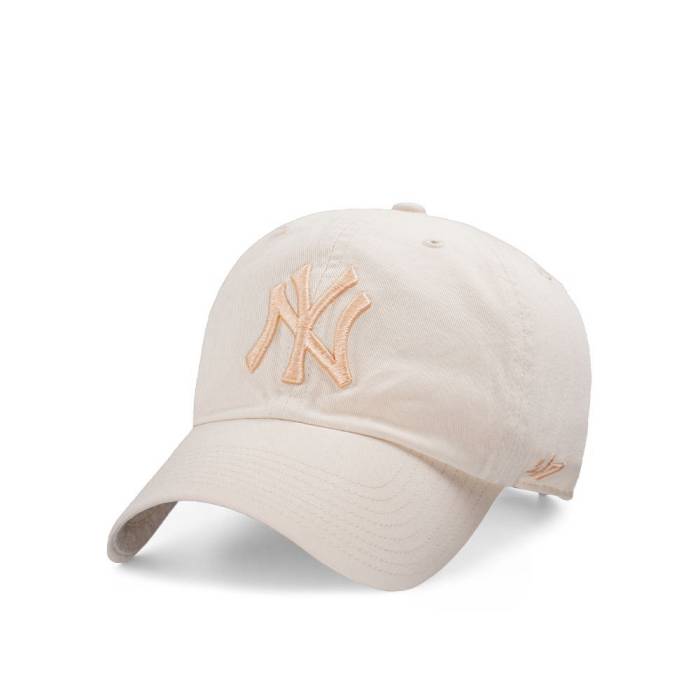 フォーティーセブンブランド 47 Brand 【 47Brand New York Yankees Natural Apricot Logo Clean Up Strapback Hat Men White 】 ヤンキース ナチュラル ロゴ メンズ 白色 ホワイト