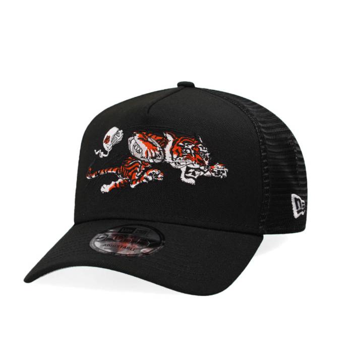 ニューエラ New Era 【 Cincinnati Bengals Black Trucker A Frame 9Forty Snapback Hat Men Black 】 シンシナティ ベンガルズ 黒色 ブラック トラッカー Snapback スナップバック バッグ メンズ 黒色 ブラック