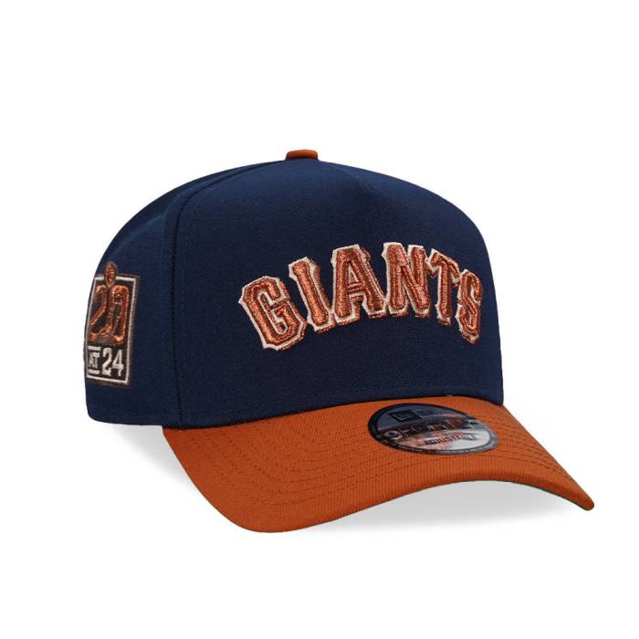 ニュー内鰓 New Era 【 San Francisco Giants 20Th Anniversary Copper Two Tone 9Forty A Frame Snapback Hat Men Blue 】 ジャイアンツ 銅色 コッパー Snapback スナップバック 御徒面子 メンズ 青味 青色
