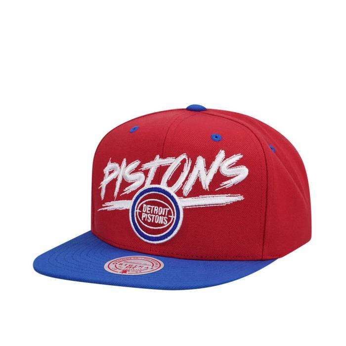 ミッチェルアンドネス Mitchell &Amp; Ness 【 Detroit Pistons Transcript Red Two Tone Snapback Hat Men Red 】 デトロイト ピストンズ Red 赤・レッド Snapback スナップバック バッグ メンズ Red 赤・レッド