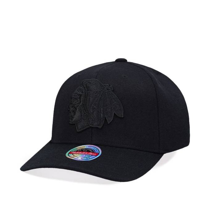 ミッチェルアンドネス Mitchell &Amp; Ness 【 Chicago Blackhawks Black On Black Logo Classic Red Snapback Hat Men Black 】 シカゴ ブラックホークス 黒色 ブラック ロゴ クラシック Red 赤・レッド Snapback スナップバ