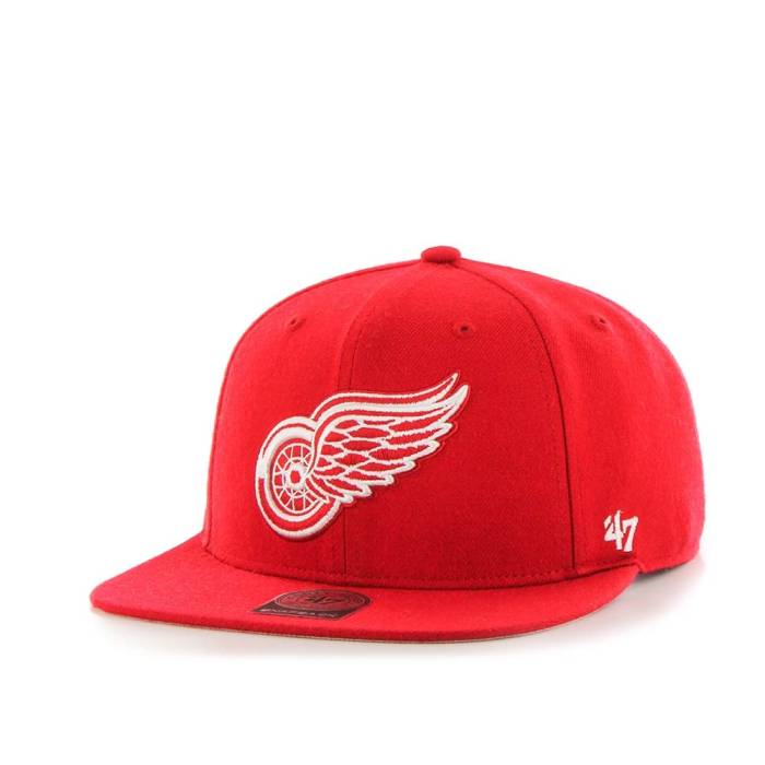 Forty Seven Brand 47 Brand [47 Brand Detroit Red Wings Sure Shot Captain Snapback Hat Men Red] Detroit Red Red/Red Snapback Snapback Bag Men's Red Red/Red