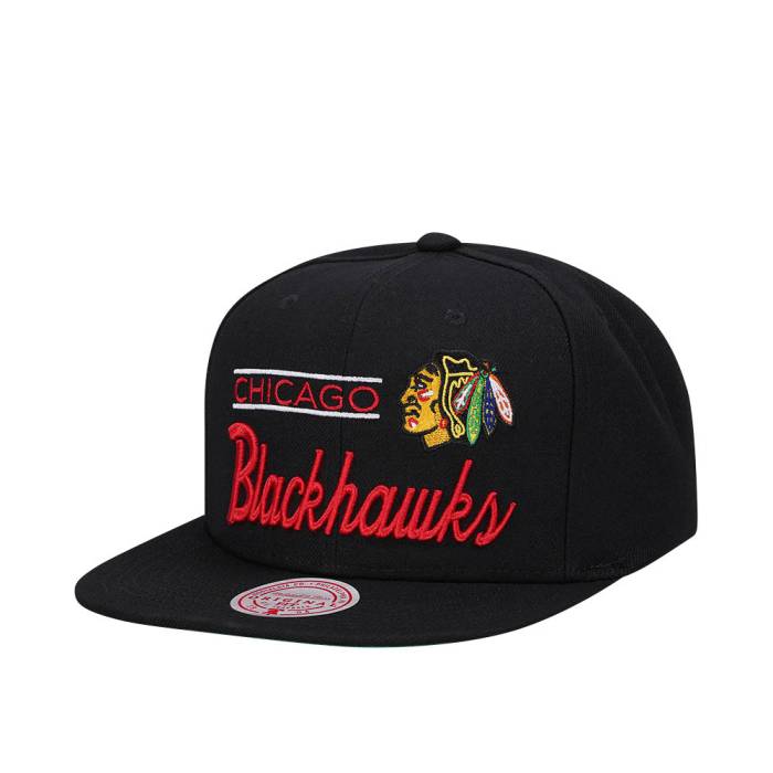 ミッチェルアンドネス Mitchell &Amp; Ness 【 Chicago Blackhawks Retro Lock Up Snapback Hat Men Black 】 シカゴ ブラックホークス レトロ Snapback スナップバック バッグ メンズ 黒色 ブラック