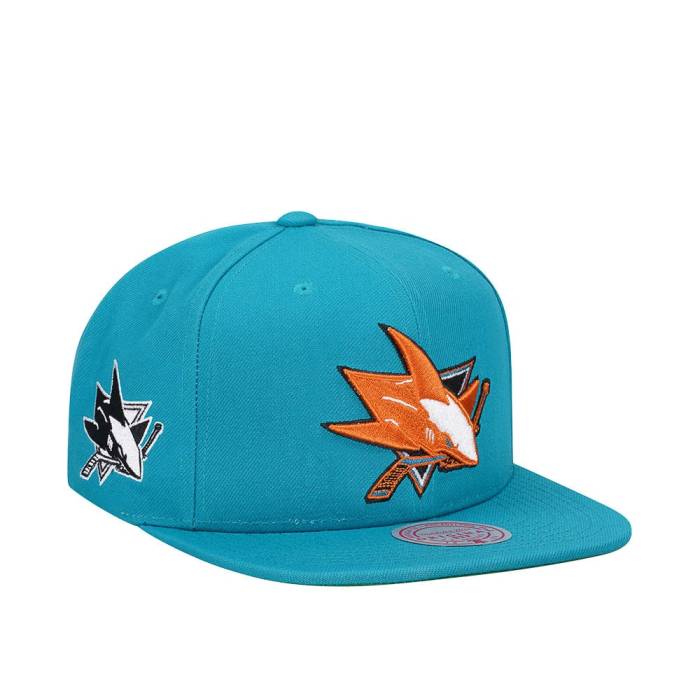 ミッチェルアンドネス Mitchell &Amp; Ness 【 San Jose Sharks Alternate Flip Vintage Snapback Hat Men Turquoise 】 シャークス vintage ビンテージ・ヴィンテージ Snapback スナップバック バッグ メンズ