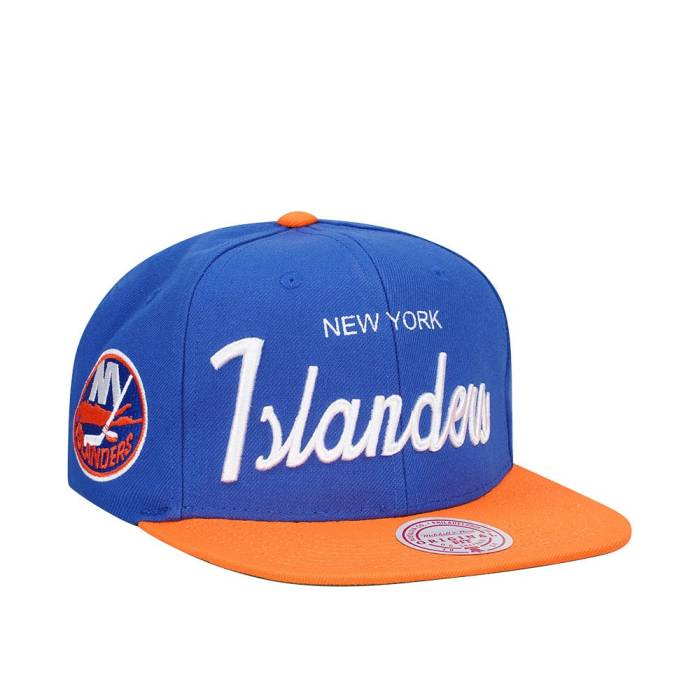 ミッチェルアンドネス Mitchell &Amp; Ness 【 New York Islanders Vintage Script Snapback Hat Men Blue 】 アイランダース vintage ビンテージ・ヴィンテージ スクリプト Snapback スナップバック バッグ メンズ 青色|スニケス