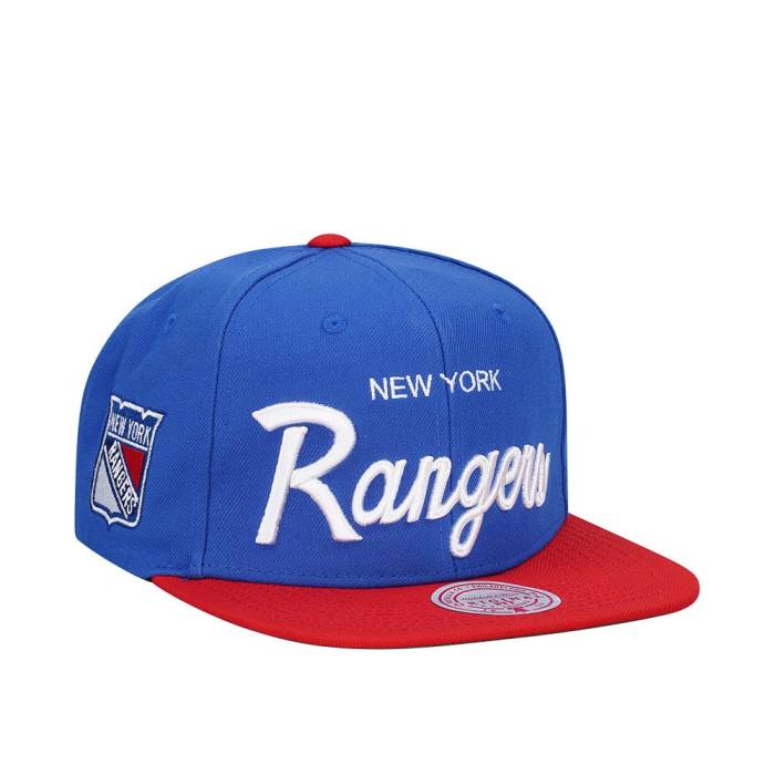 ミッチェルアンドネス Mitchell &Amp; Ness 【 New York Rangers Vintage Script Snapback Hat Men Blue 】 レンジャース vintage ビンテージ・ヴィンテージ スクリプト Snapback スナップバック バッグ メンズ 青色 ブ