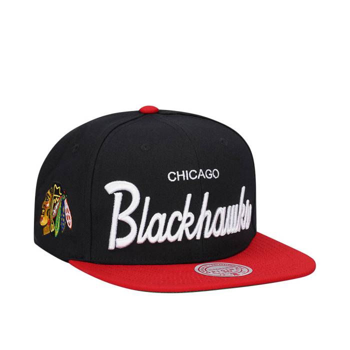 ミッチェルアンドネス Mitchell &Amp; Ness 【 Chicago Blackhawks Vintage Script Snapback Hat Men Black 】 シカゴ ブラックホークス vintage ビンテージ・ヴィンテージ スクリプト Snapback スナップバック バッグ｜スニケス