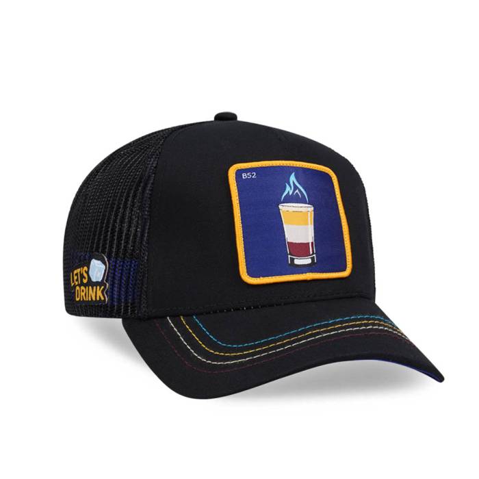 Capslab 【 Cocktails B52 Black Purple Trucker Snapback Hat Men Black 】 黒色 ブラック Purple 紫・パープル トラッカー Snapback スナップバック バッグ メンズ 黒色 ブラック