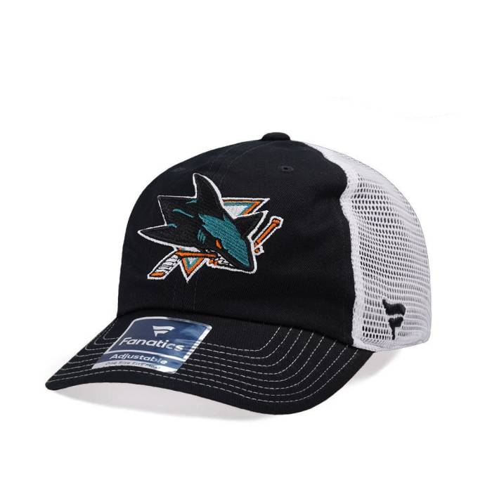 ファナティクス Fanatics 【 San Jose Sharks Iconic Trucker Snapback Hat Men Black 】 シャークス トラッカー Snapback スナップバック バッグ メンズ 黒色 ブラック