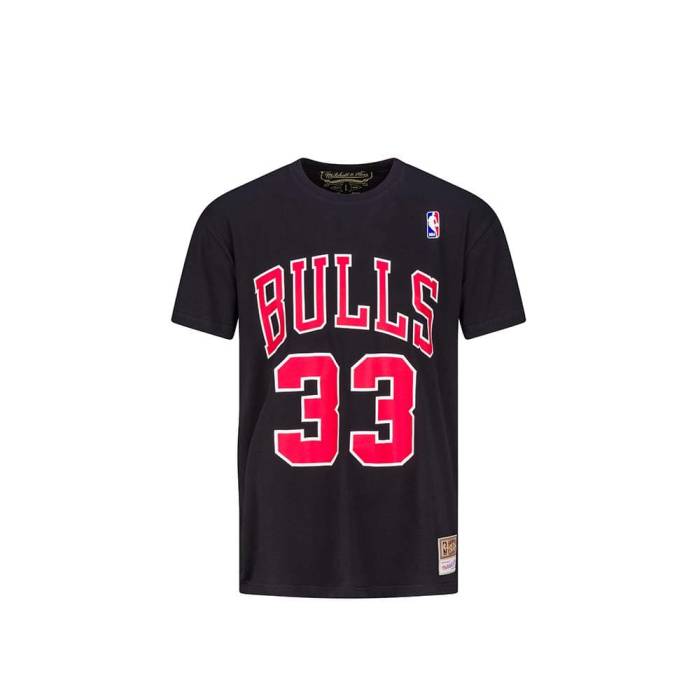 【★百貨店SALE★6/11真夜中2時迄】ミッチェルアンドネス Mitchell \u0026Amp; Ness 【 Chicago Bulls - Scottie Pippen Name \u0026Amp; Number T-Shirt Men 】 風の強い町 ブルズ ティーシャツ メンズ
