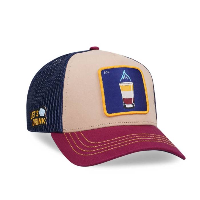 Capslab 【 Cocktails B52 Navy Beige Burgundy Trucker Snapback Hat Men Multicolored 】 紺色 ネイビー ベージュ ワイン色・バーガンディー トラッカー Snapback スナップバック バッグ メンズ